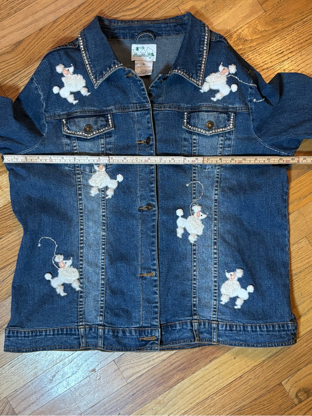 Quacker Factory XL Denim Poodle and Rhinestone Jean Jacket - Picture 9 of 13